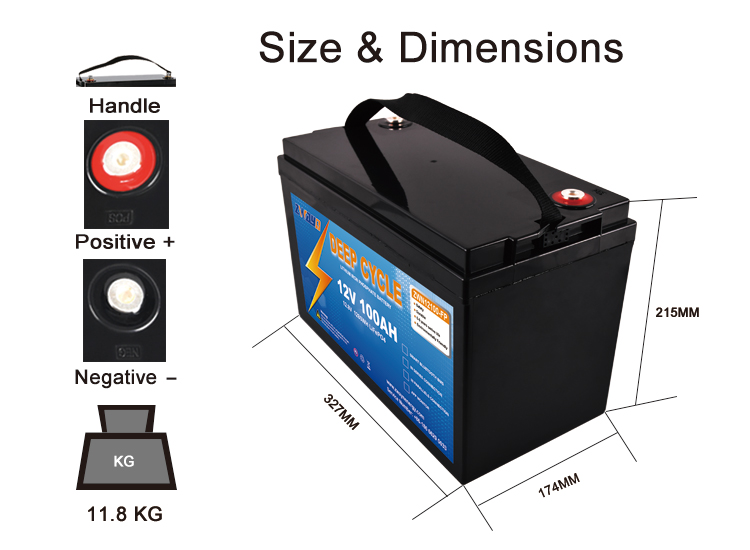 12V 100Ah LiFePO4 Prismatic Battery Pack for Solar Storage/ Marine